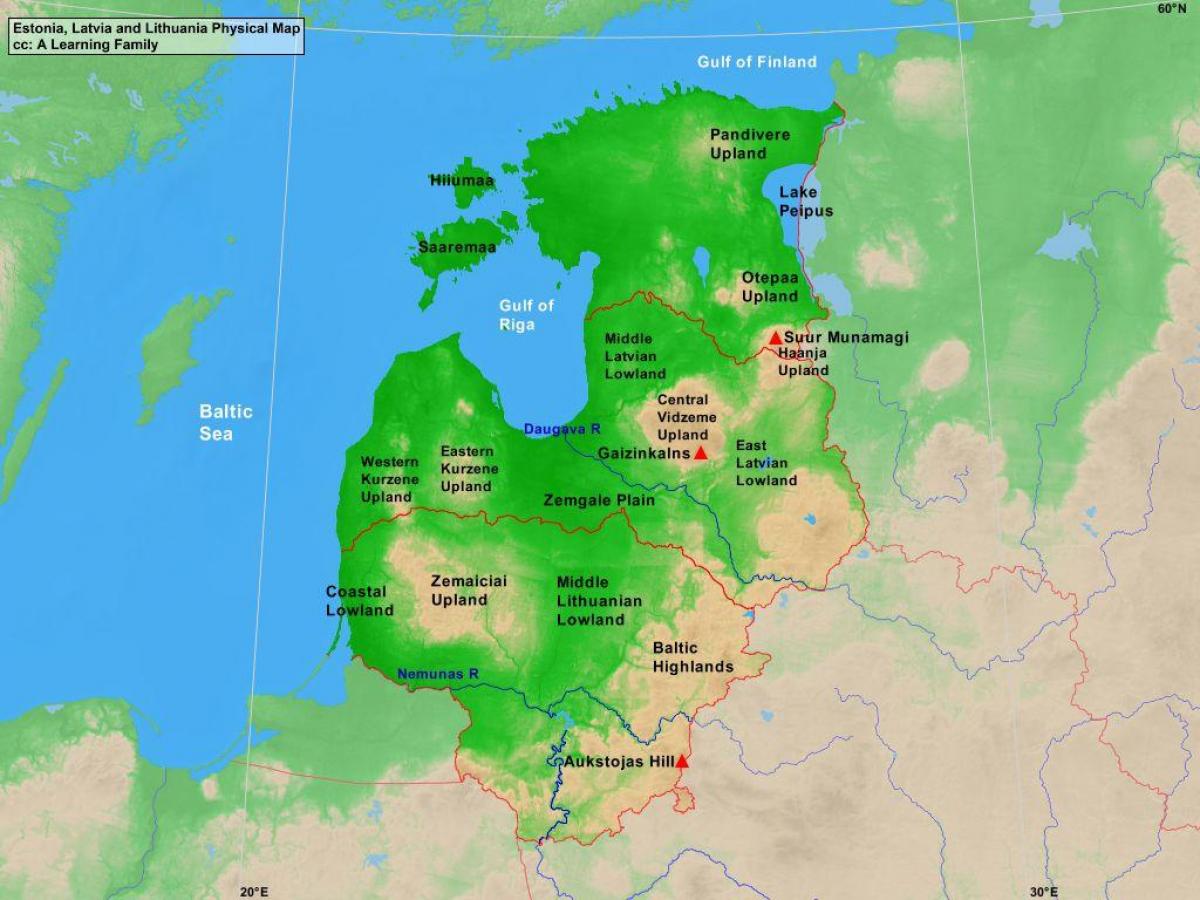 mapa ng Estonia pisikal na