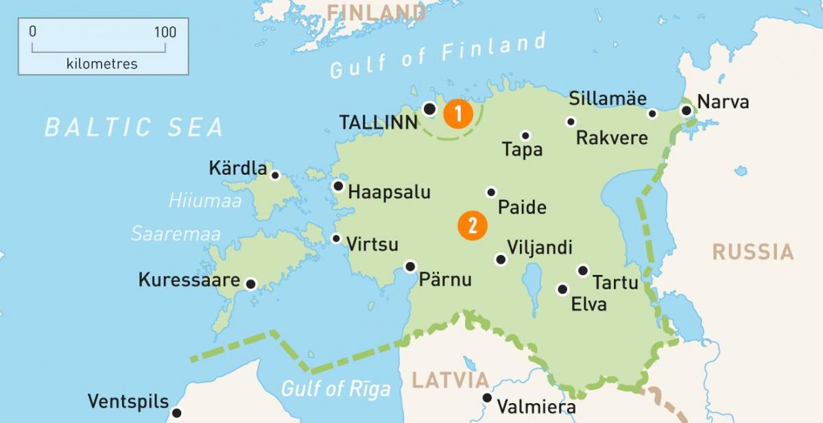 isang mapa ng Estonia